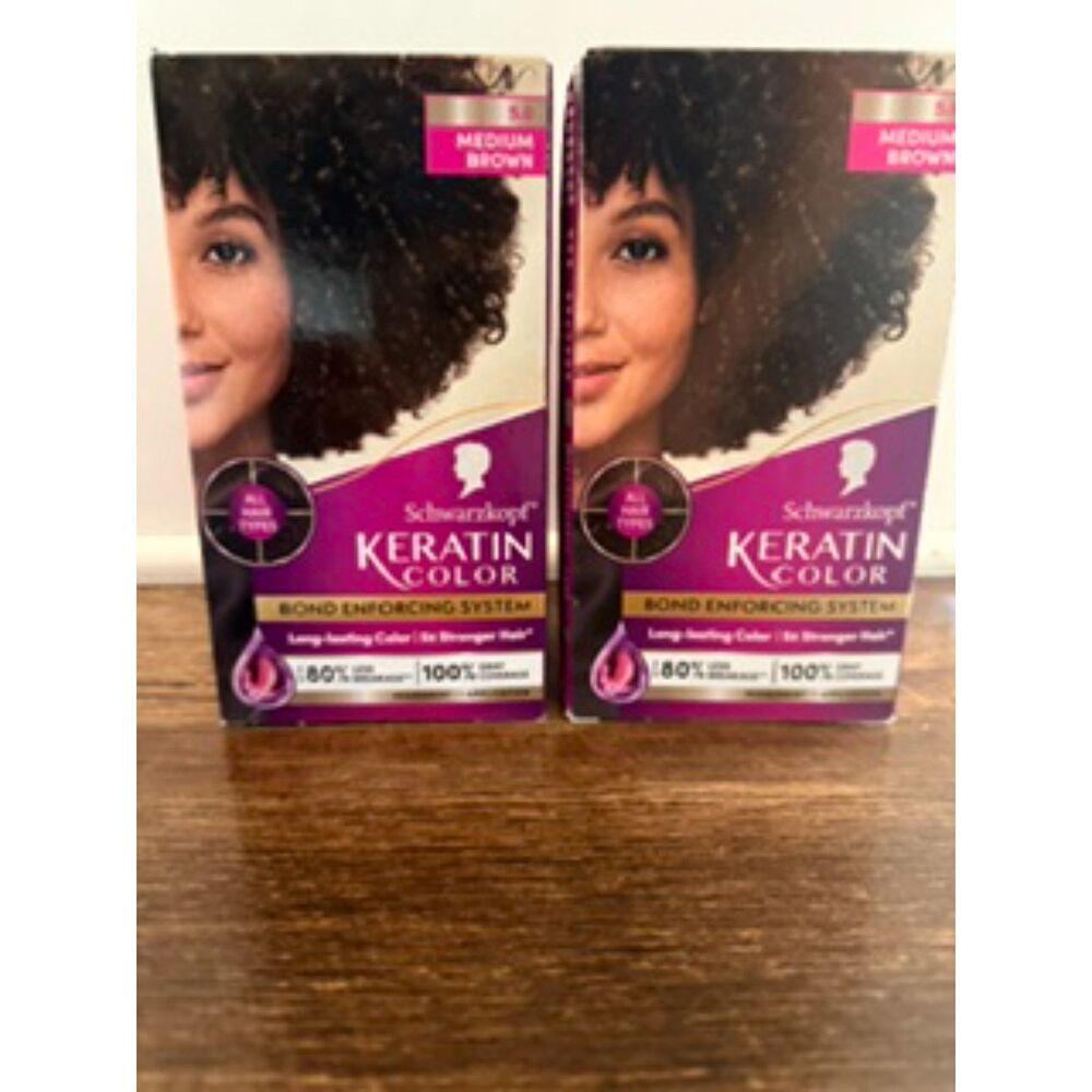 Schwarzkopf Keratin Color 5.0 Medium Brown Permanent Hair Dye LOT OF 2
